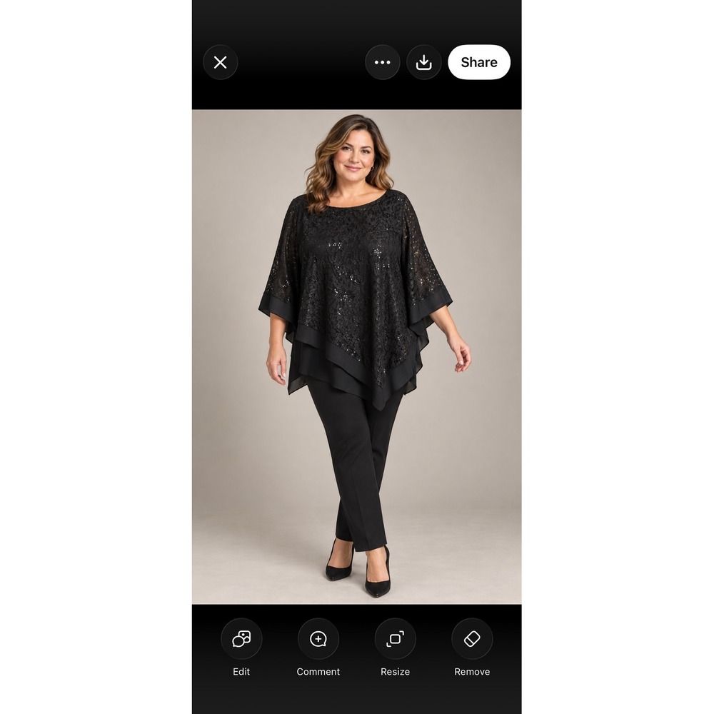 Holiday Glam Black Sequin Lace Poncho Top NYGÅRD XL Party Eveningwear NWT